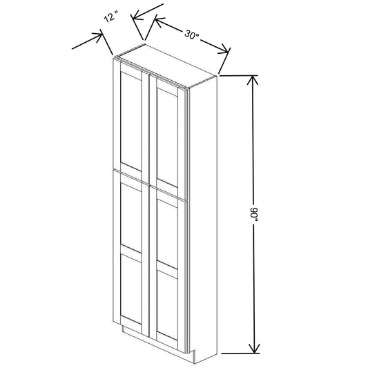 Fabuwood Allure Luna Dove 30"W X 90"H X 12"D Tall Pantry