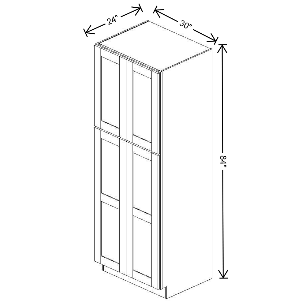 Fabuwood Allure Luna Dove Tall Pantry 30"W x 84"H Shaker Cabinet