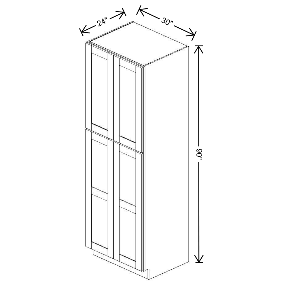 Fabuwood Allure Fusion Kona Tall Pantry 30"W x 90"H Shaker Cabinet