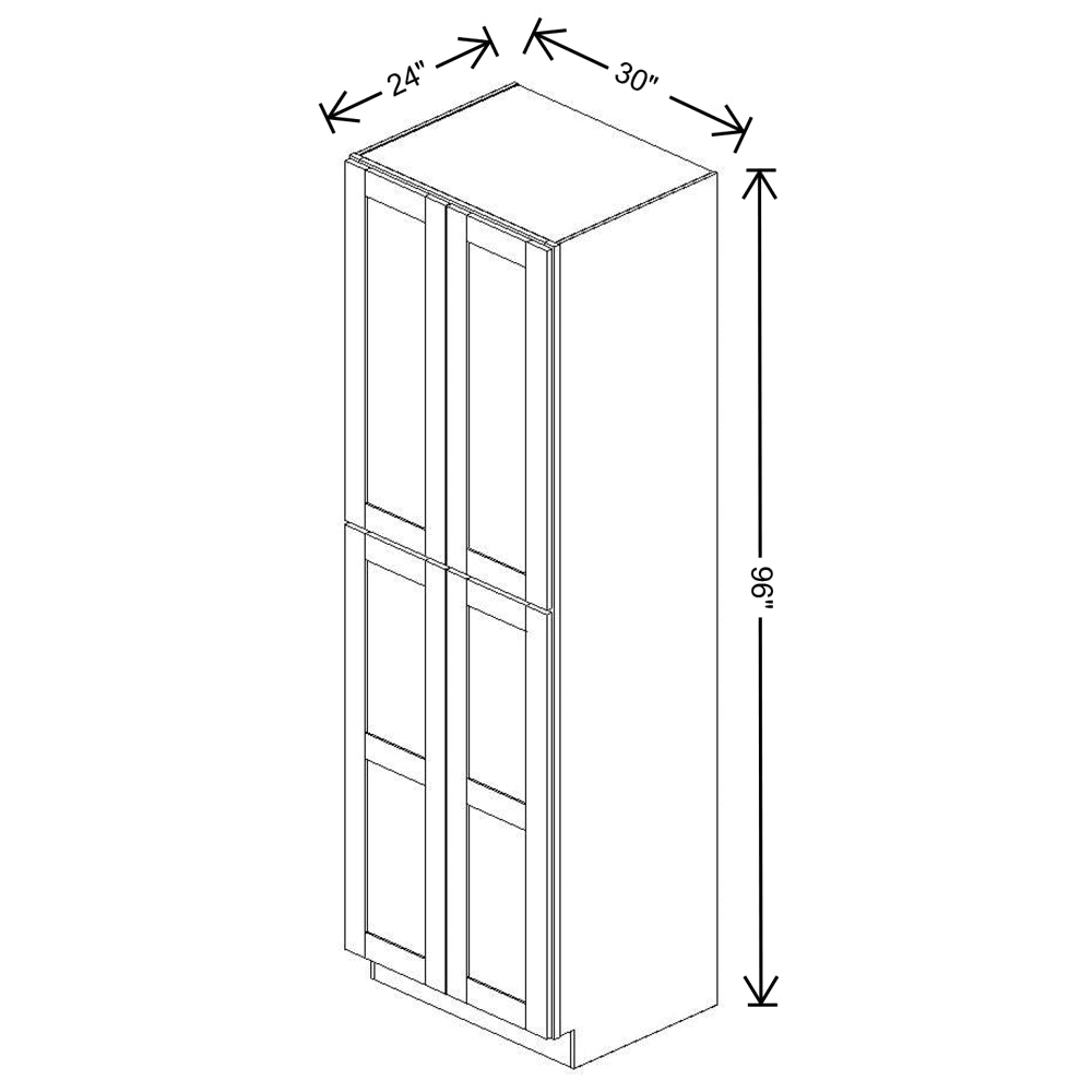 Fabuwood Allure Luna Kona Tall Pantry 30"W x 96"H Shaker Cabinet