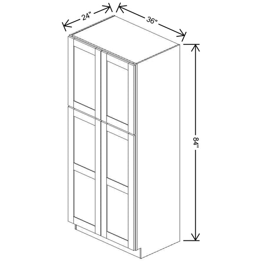 Fabuwood Allure Luna Dove 36"W X 84"H X 24"D Double Door Pantry