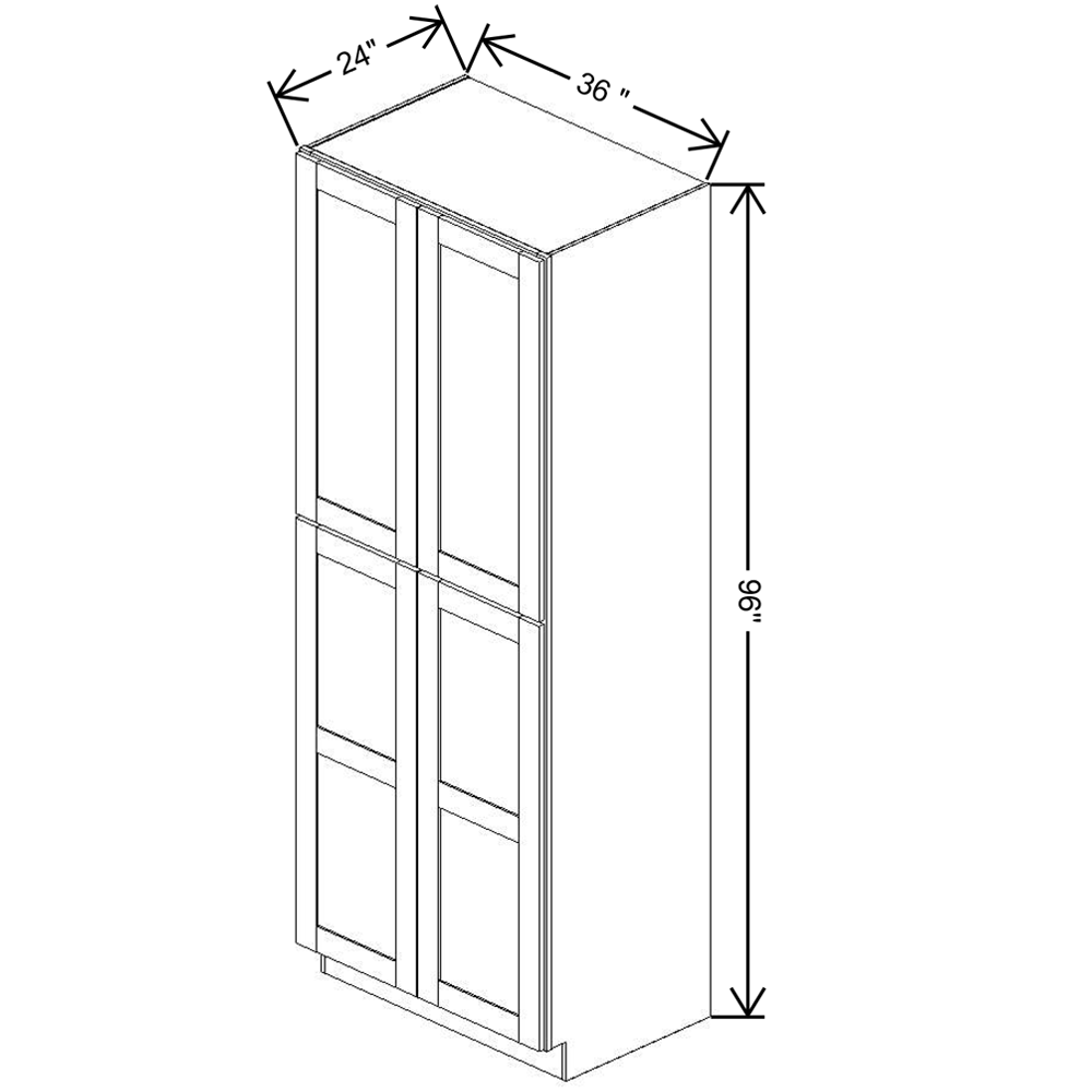 Fabuwood Allure Fusion Nickel 36"W X 96"H X 24"D Double Door Pantry