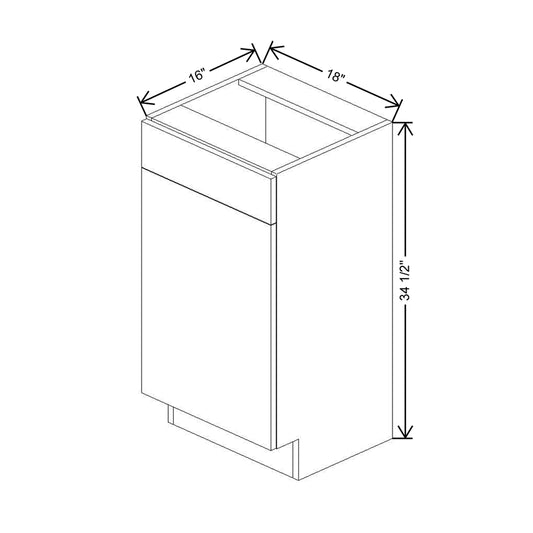 CNC Luxor 5-Piece Smoky Grey 18" W X 34 1/2" H Single Door Vanity Sink Base Cabinet