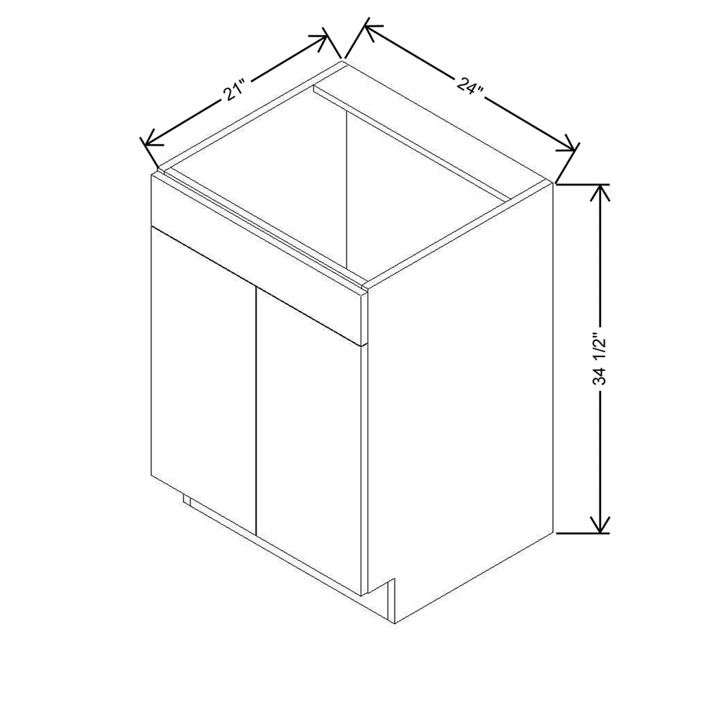 CNC Luxor 5-Piece Misty Grey 24" W X 34 1/2" H X 21" D Double Door Vanity Sink Base Cabinet