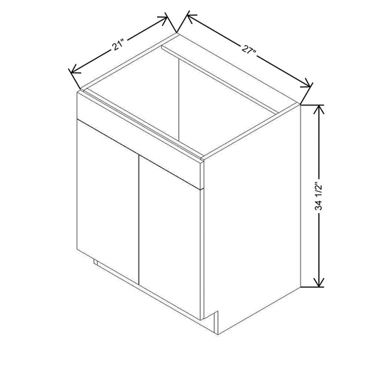 CNC Luxor 5-Piece Smoky Grey 27" W X 34 1/2" H X 21" D Double Door Vanity Sink Base Cabinet