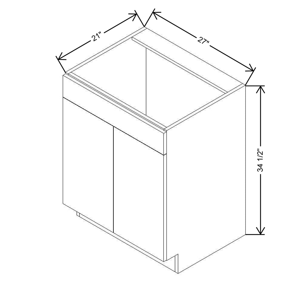 CNC Classic Broadway Almond 27" W x 34 1/2" H X 21" D Double Door Vanity Sink Base Cabinet