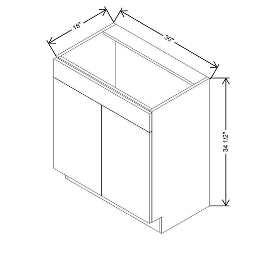 CNC Classic Broadway Almond 30" W x 34 1/2" H X 18" D Double Door Vanity Sink Base Cabinet