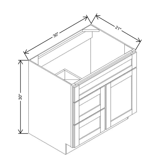 Cubitac Basic Ridgefield Latte 30" W X 21" Deep X 30" H Vanity Sink Base With Drawers