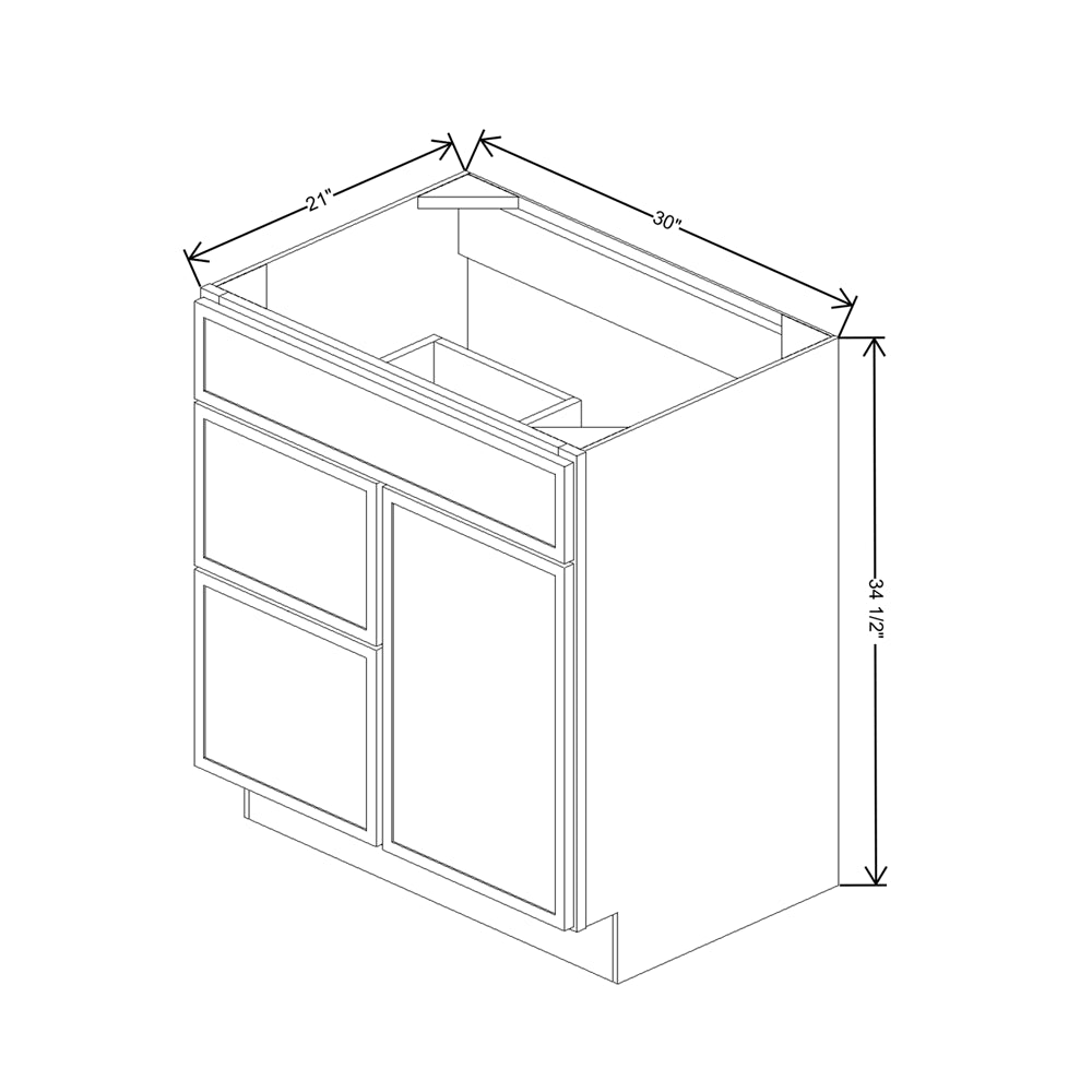 Cubitac Basic Oxford Latte 30"W X 21"D Vanity Sink Base With Drawers
