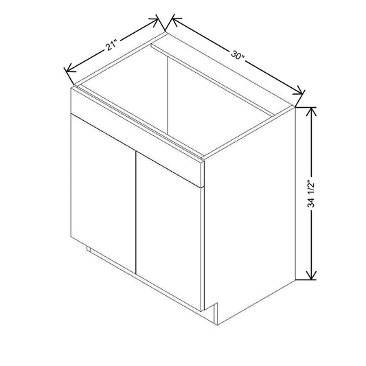 CNC Classic Broadway Driftwood 30" W x 34 1/2" H X 21" D Double Door Vanity Sink Base Cabinet