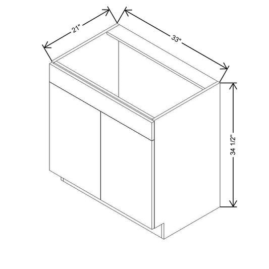 CNC Concord Newport White 33" W x 34 1/2" H X 21" D Double Door Vanity Sink Base Cabinet