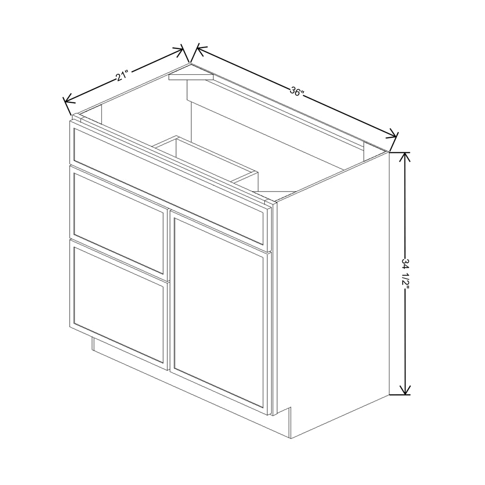 Cubitac Basic Oxford Latte 36"W X 21"D Vanity Sink Base With Drawers