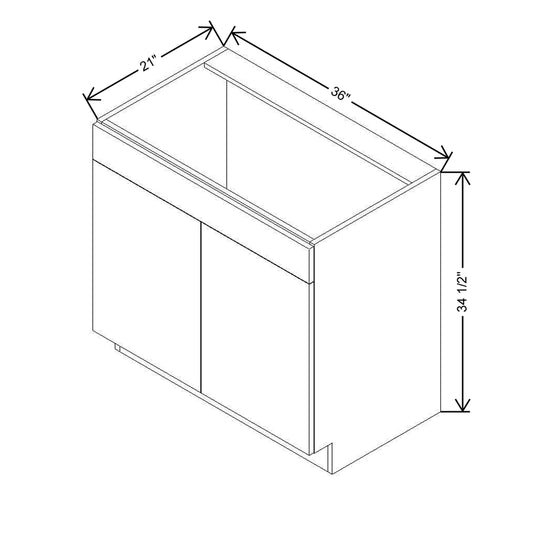 CNC Classic Broadway Graphite 36" W x 34 1/2" H X 21" D Double Door Vanity Sink Base Cabinet
