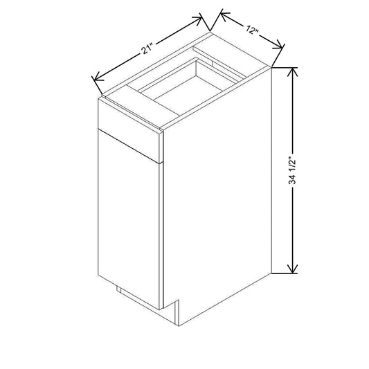 CNC Luxor 5-Piece Smoky Grey 12" W Single Door Vanity Base Cabinet