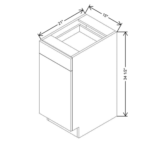 CNC Luxor 5-Piece Smoky Grey 15" W Single Door Vanity Base Cabinet