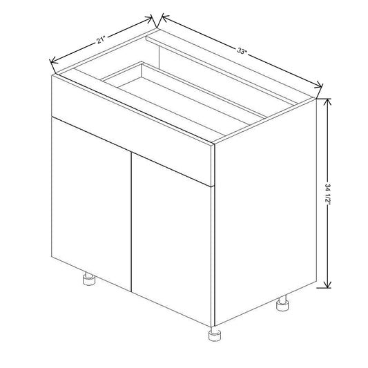 Fabuwood Illume Catalina Bianco Gloss 2 33"W Double Door & Drawer
