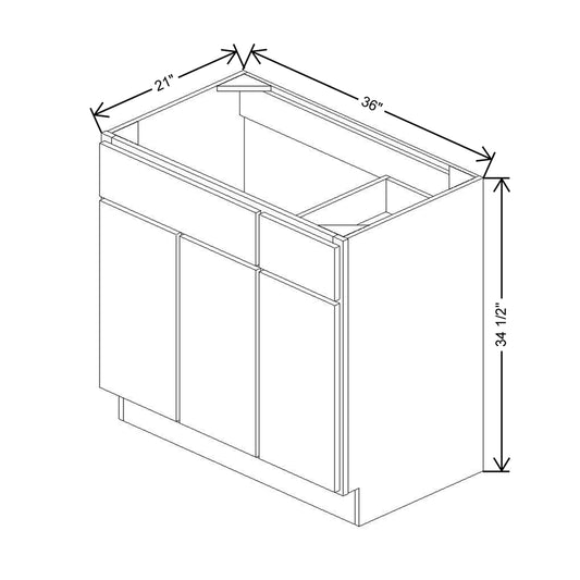 CNC Luxor Espresso 36" W 3 Door Vanity Base Cabinet