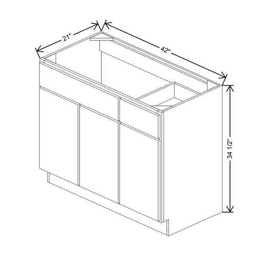 CNC Luxor Harvest 42" W 3 Door Vanity Base Cabinet