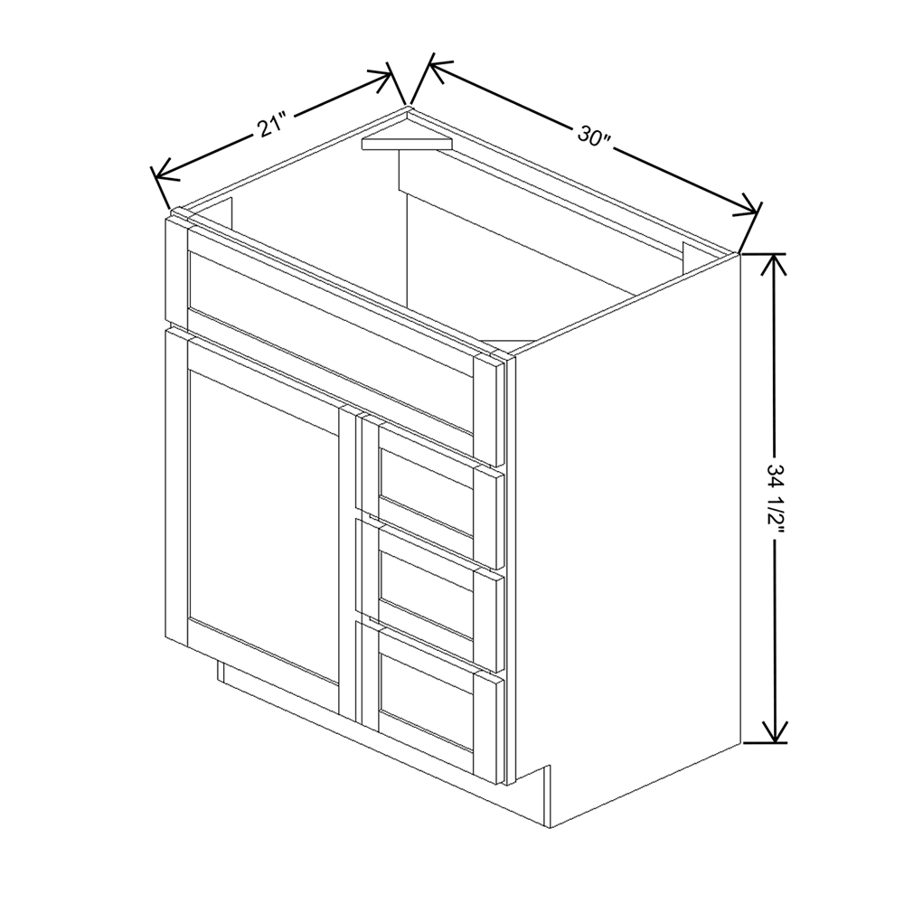 Wolf Classic Grove Terrain Stain 30"W Vanity Combo - Left Drawers