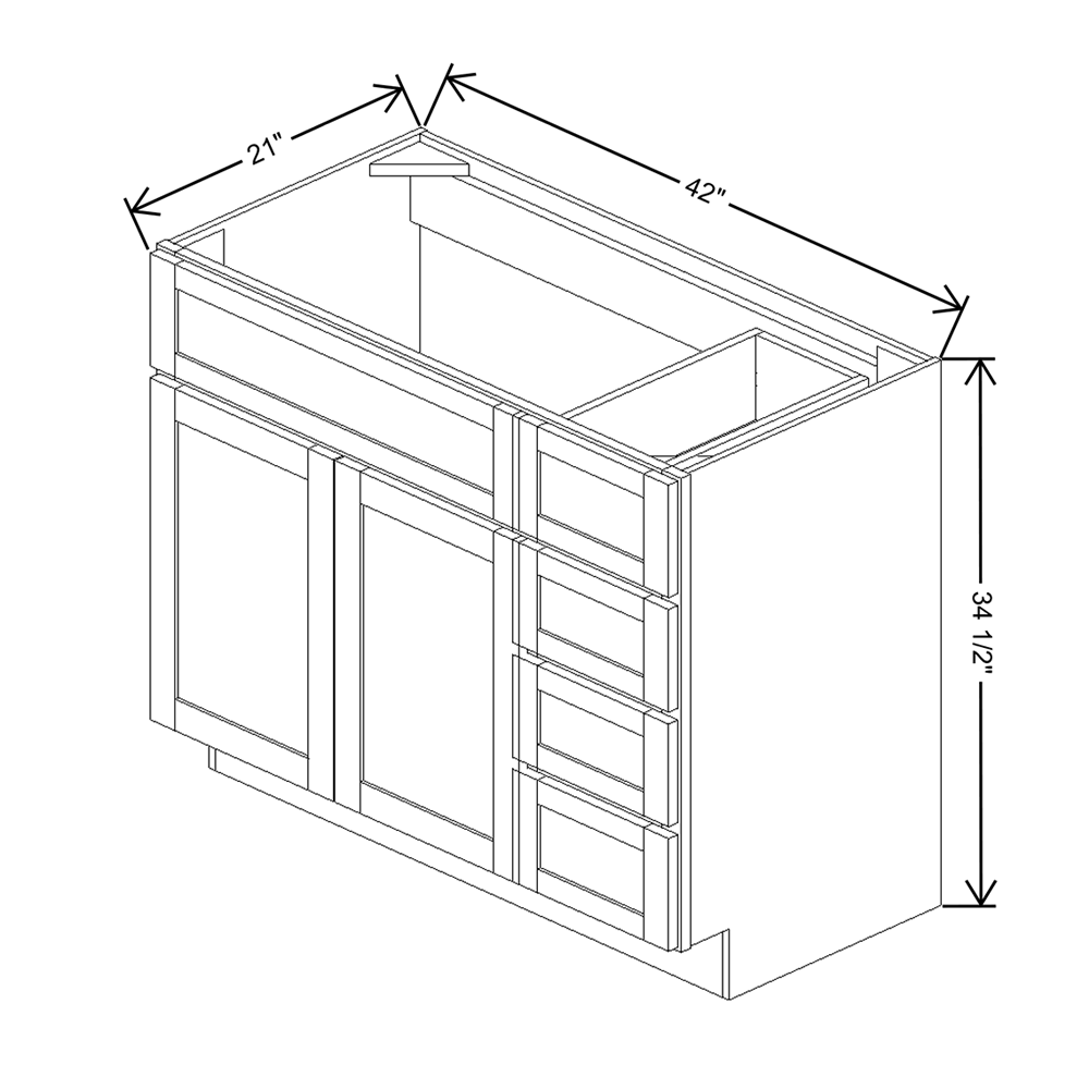 Wolf Classic Hanover Grey Stain 42"W Vanity Combo - Left Drawers