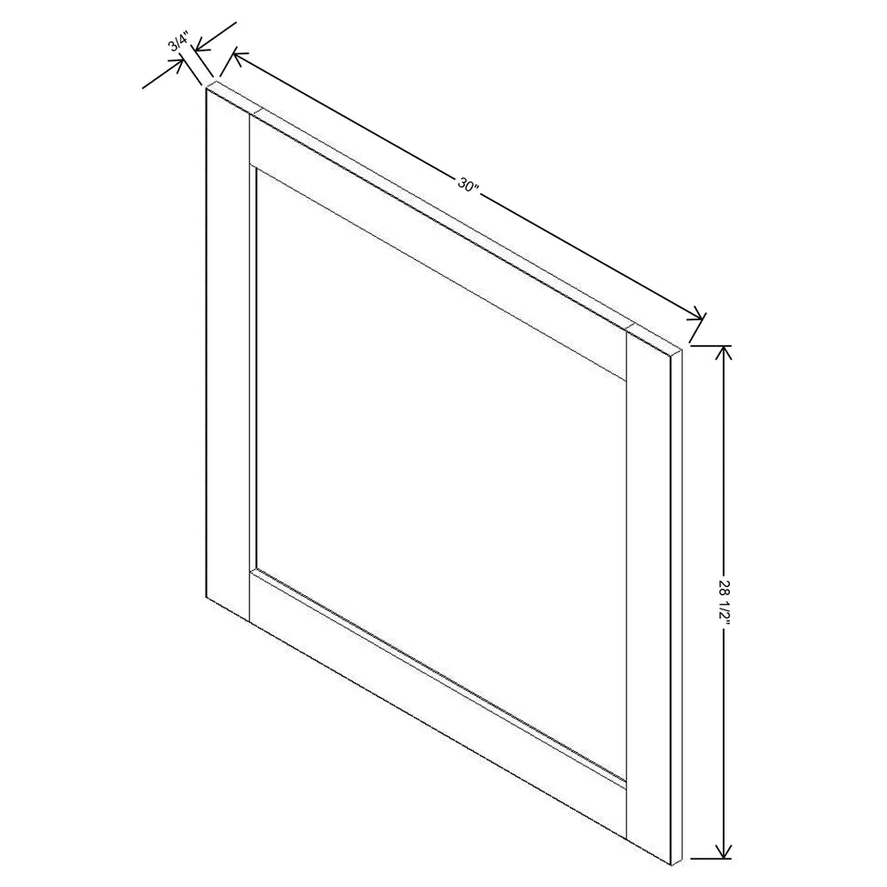 J&K White Shaker S8 Vanity Drawer Front A 30" W x 28 1/2" H