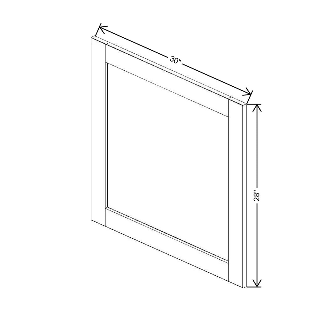 J&K White Shaker S8 Vanity Drawer Front B 30" W x 28 1/2" H