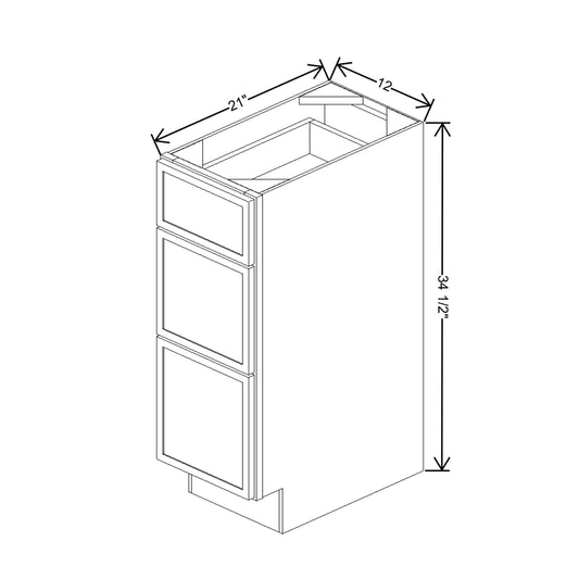 Cubitac Basic Oxford Latte 12"W X 21"D Vanity Drawer Base Cabinet