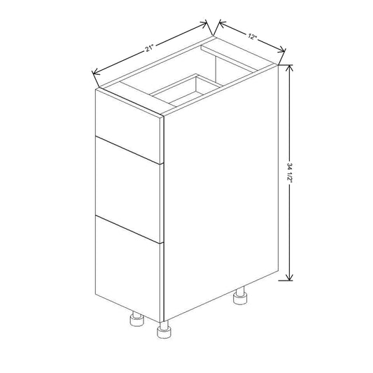 Fabuwood Illume Catalina Bianco Matte 12"W 3 Drawer Base