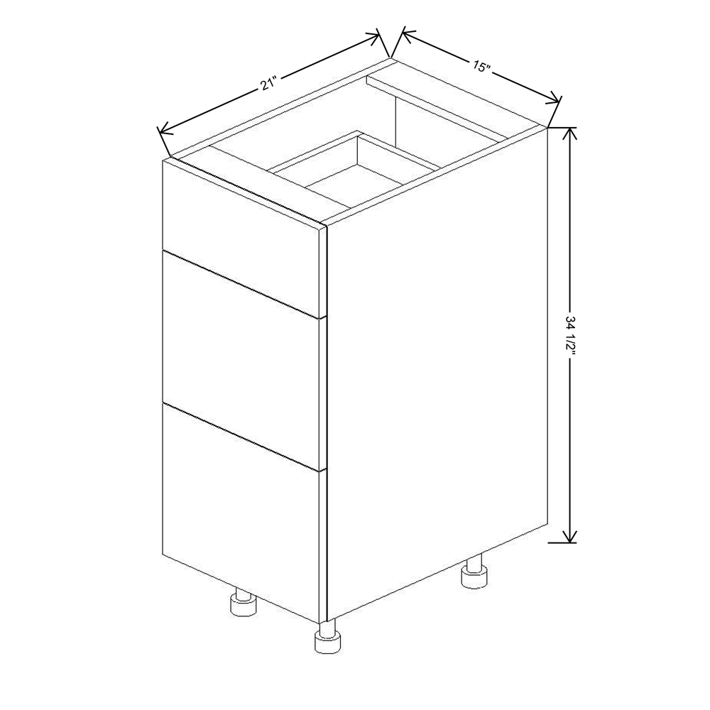 Fabuwood Illume Catalina Bianco Gloss 2 15"W 3 Drawer Base