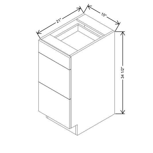 CNC Classic Highland White 15" W Vanity Drawer Base Cabinet