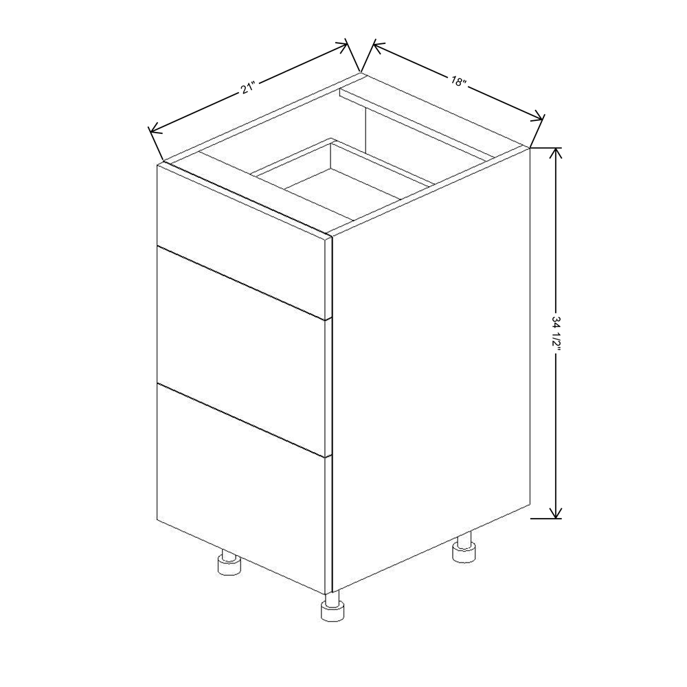 Fabuwood Illume Catalina Bianco Gloss 2 18"W 3 Drawer Base