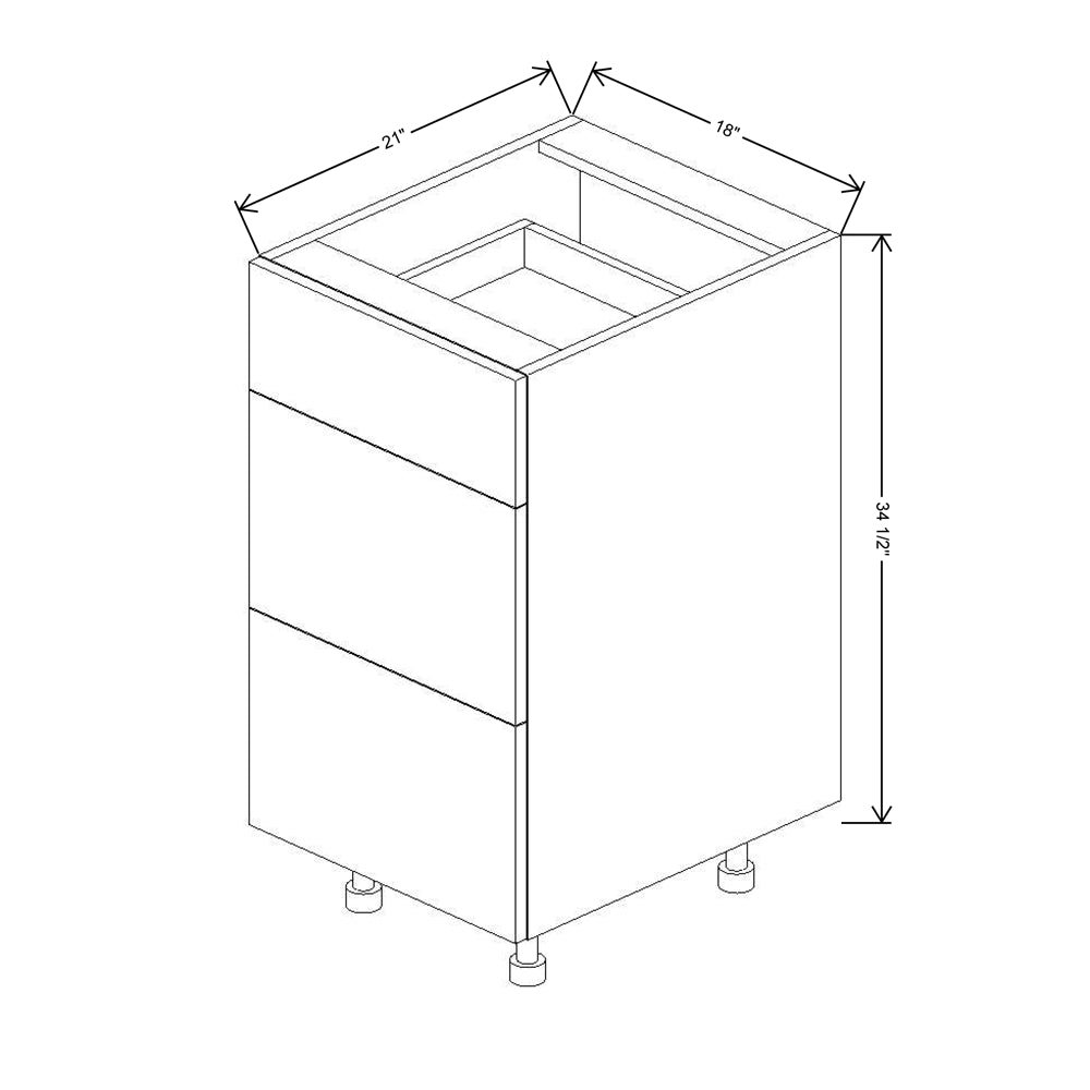 Fabuwood Illume Catalina Bianco Matte 18"W 3 Drawer Base