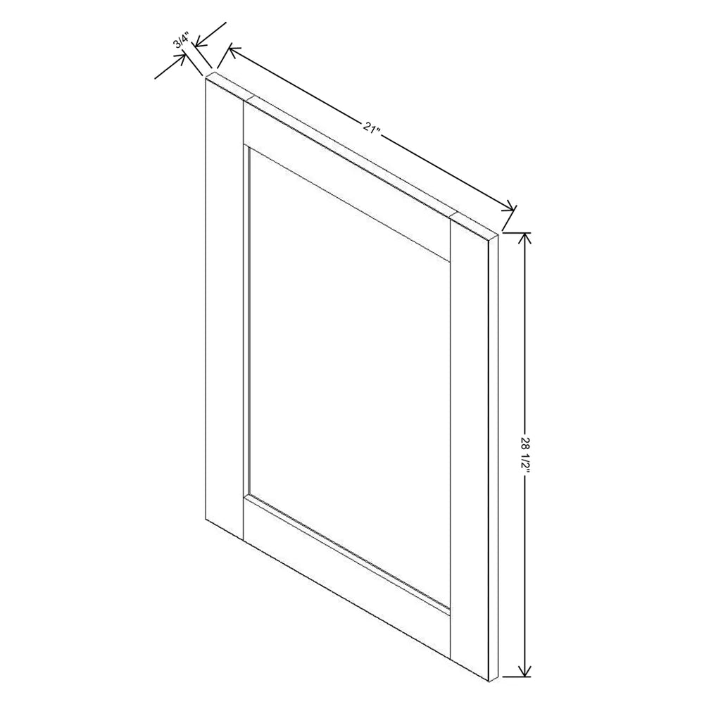 J&K White Shaker S8 Vanity Drawer Front 21" W x 28 1/2" H