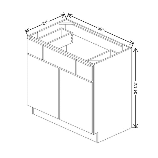 CNC Luxor 5-Piece Smoky Grey 36" W 2 Drawer Vanity Sink Base Cabinet