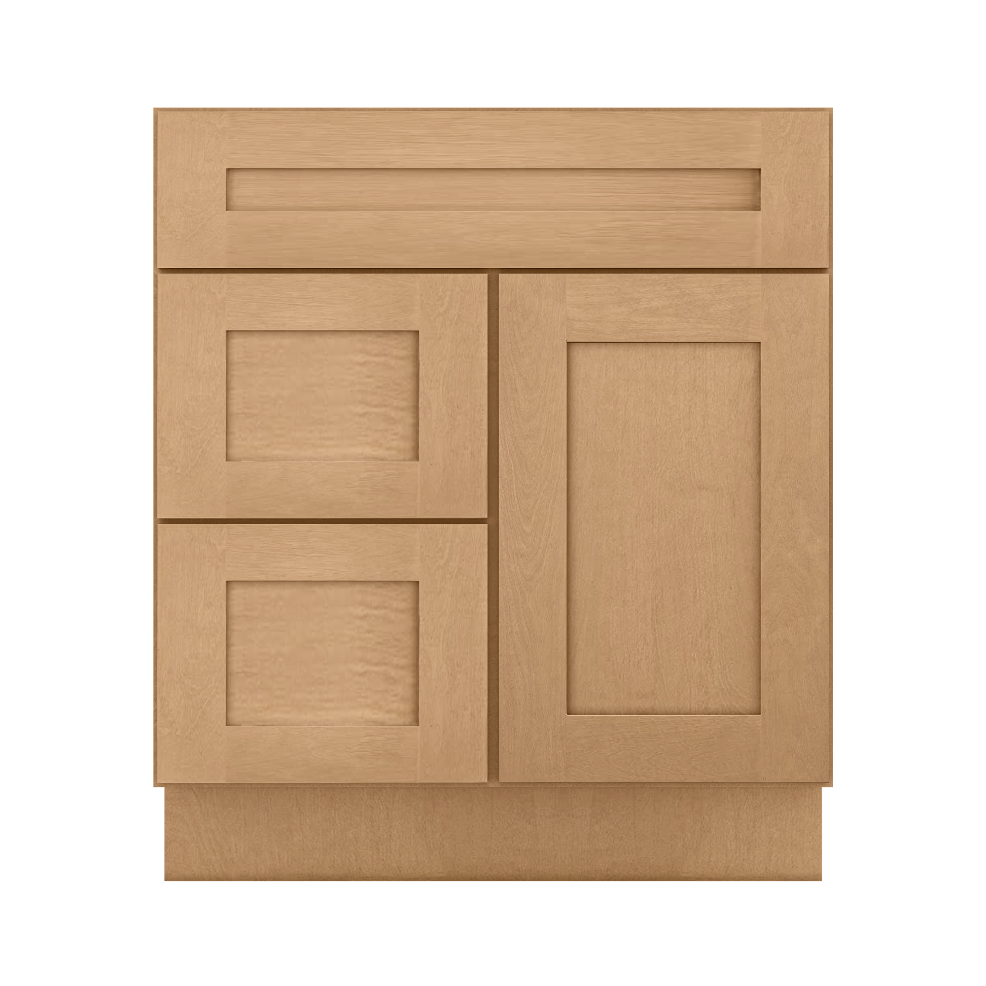 Vanity Sink Base Cabinet with Left Drawers 30 Inch Wide x 21 Inch Deep x 34 1/2 Inch High Shaker Toffee Series