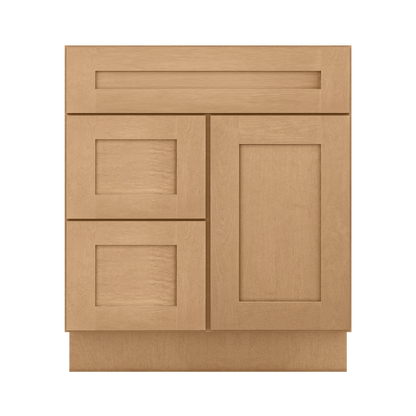 Vanity Sink Base Cabinet with Left Drawers 30 Inch Wide x 21 Inch Deep x 34 1/2 Inch High Shaker Toffee Series