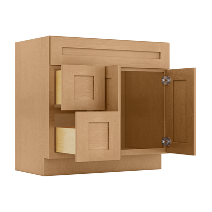 Vanity Sink Base Cabinet with Left Drawers 36 Inch Wide x 21 Inch Deep x 34 1/2 Inch High Shaker Toffee Series