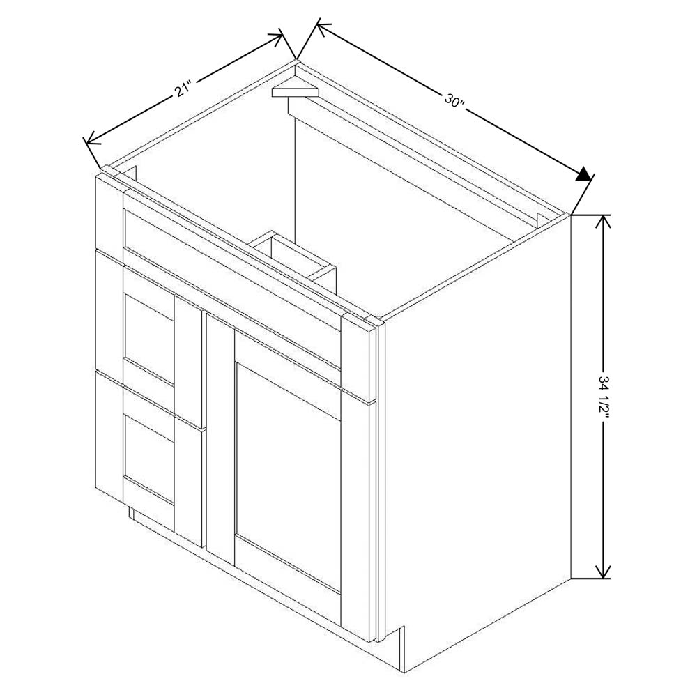 Fabuwood Allure Luna Desert Oak 30"W Vanity Combo Single Sink w/ 1 Door And 2 Drawers