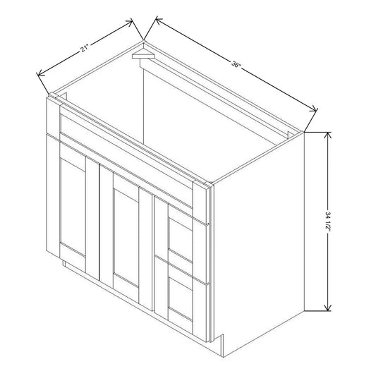 Fabuwood Allure Luna Desert Oak 36" W X 34 1/2" H X 21" D Vanity Combo Single Sink w/ 1 Door And 2 Drawers Right Cabinet