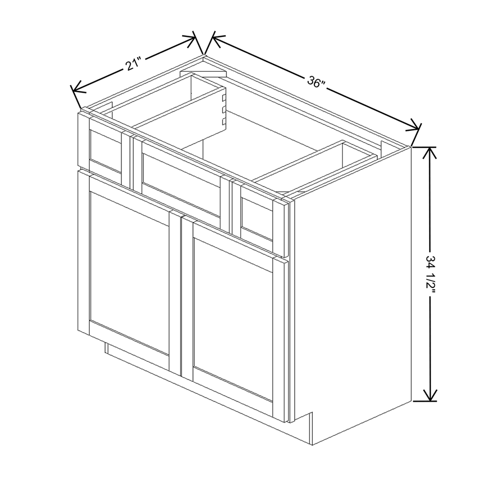 Wolf Classic Dartmouth 5-piece White Paint 36"W Vanity Sink Drawer Base