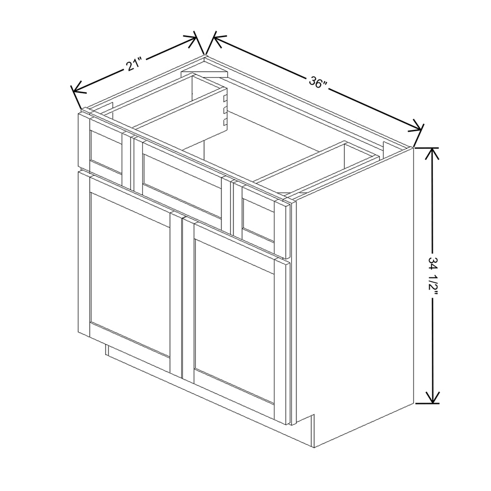Wolf Classic Dartmouth 5-piece White Paint 36"W Vanity Sink Drawer Base