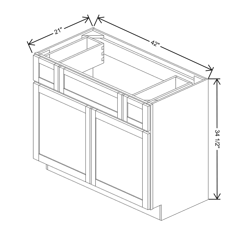 Wolf Classic Dartmouth 5-piece White Paint 42"W Vanity Sink Drawer Base