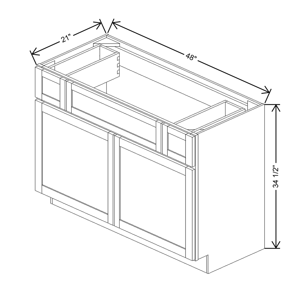 Wolf Classic York Grey Stain 48"W Vanity Sink Drawer Base