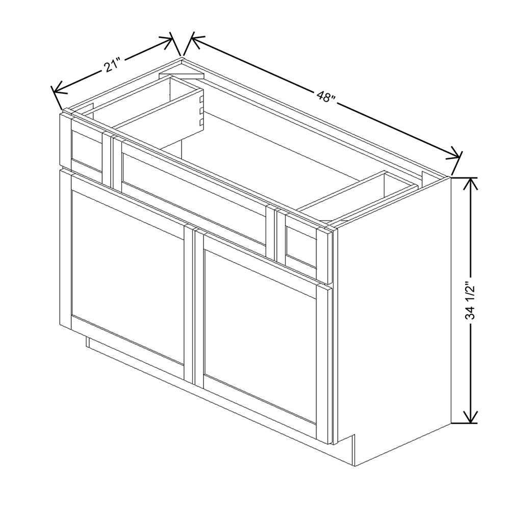 Wolf Classic Dartmouth 5-piece White Paint 48"W Vanity Sink Drawer Base