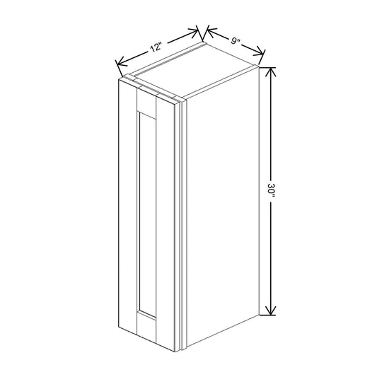 J&K Sage E3 Single Door Wall Cabinet - 09" W x 30" H