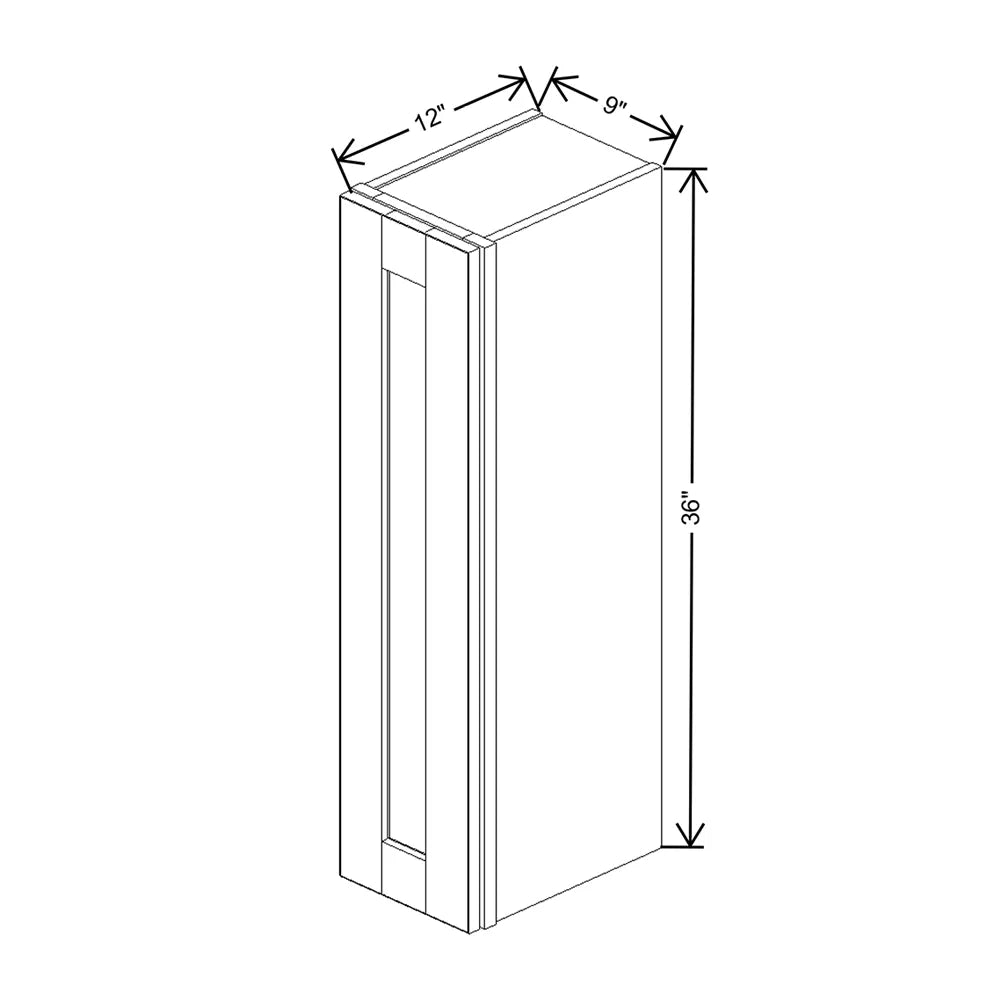 J&K Dove E1 Single Door Wall Cabinet - 09" W x 36" H