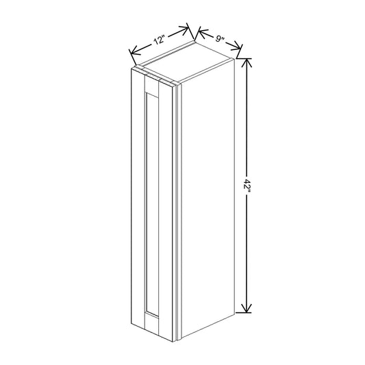 J&K Sage E3 Single Door Wall Cabinet - 09" W x 42" H