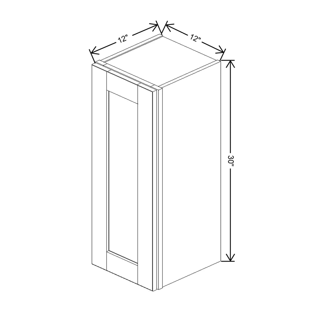 J&K White Shaker S8 Single Door Wall Cabinet - 12" W x 30" H