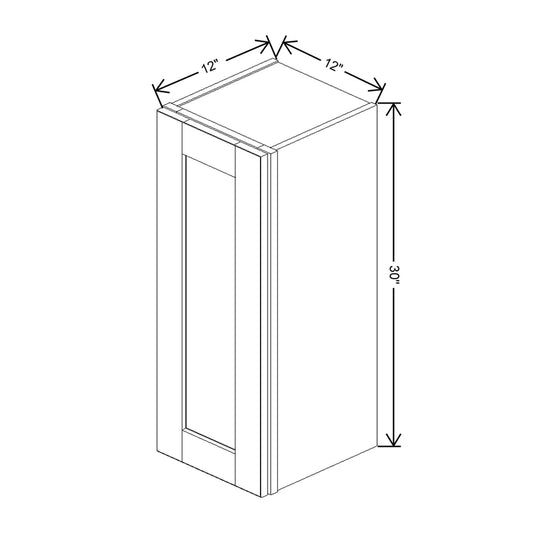 J&K Pearl Glazed H9 Single Door Wall Cabinet - 12" W x 30" H