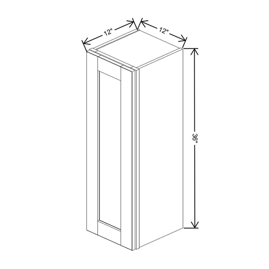 J&K Sage E3 Single Door Wall Cabinet - 12" W x 36" H